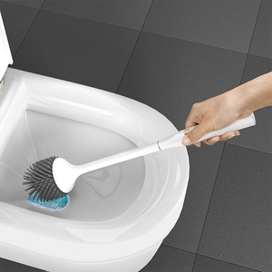 Brosse nettoyante pour toilettes en silicone, brosse et support pour cuvette des toilettes, ensemble de brosse électrique sans - Product Image 3