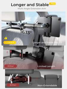 LISEN 2026 折りたたみ式3軸車載タブレットホルダー、伸縮式後部座席携帯電話マウントクレードル、赤ちゃん幼児のロードトリップアクティビティ用 - Product Image 4