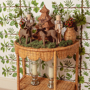 Table de rangement en rotin à 2 niveaux, étagère sur pied pour salon, pour livres et décorations - Product Image 3
