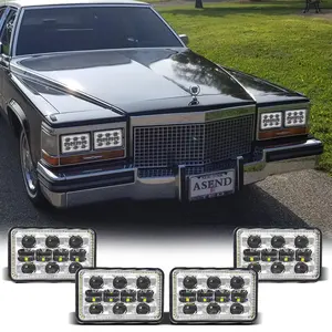 ไฟหน้า5D เหลี่ยม LED ลำแสงสูงต่ำ4*6นิ้วโคมไฟสีเหลืองอำพันสัญญาณออฟโรดไฟขับขี่สำหรับ Chevrolet Monte Carlo 1980-1988