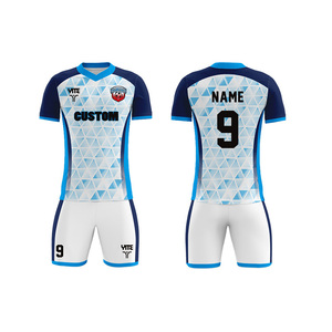 Camisetas <span class=keywords><strong>de</strong></span> Fútbol <span class=keywords><strong>de</strong></span> Manga Corta Unisex <span class=keywords><strong>de</strong></span> Buena Calidad en <span class=keywords><strong>Azul</strong></span>, Naranja y Blanco, 100% Poliéster, Personalizadas, al por Mayor, <span class=keywords><strong>de</strong></span> Secado Rápido y Antibacterianas para Jóvenes - Product Image 3