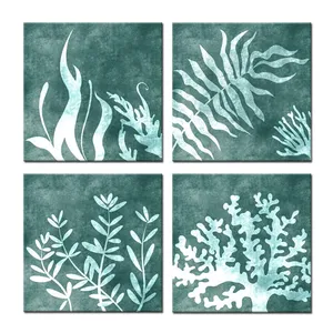 Set of 4 Wall Arts Sea Coral Poster Painting Picture