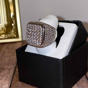 Heetverkopende hiphop ringen van echt verguld goud met zirkonia, heren sieraden, prijs in Pakistan voor mannen - Product Image 3