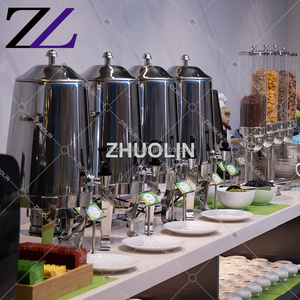 Mesa de fiesta Cúpula redonda Juego de calentadores de alimentos divididos Sartenes Cheffing Platos para servir Boda Oro blanco y cerámica Malasia Plato de frotamiento - Product Image 4