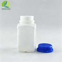 Bouteille en plastique HDPE carrée blanche de 250 ml à 1 L, récipient de stockage vide pour réactifs chimiques, emballage d'échantillons liquides