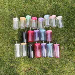 Vasos de Plástico Acrílico Transparente para Niños, Libres de BPA, Irrompibles, de 16 oz y 20 oz, para Refrescos y Cerveza, con Tapa de Bambú - Product Image 1