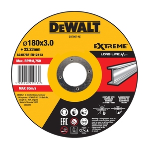 Disco de Corte de Metal DeWalt Extreme 180x3.0mm de Larga Duración para Acero - Product Image 1