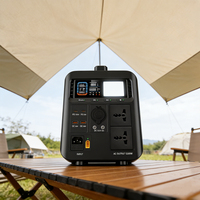 Station d'alimentation portable LiFePO4 1200Wh avec onduleur à onde sinusoïdale pure, panneau solaire, contrôleur MPPT, démarreur de batterie, lampe torche et éclairage LED