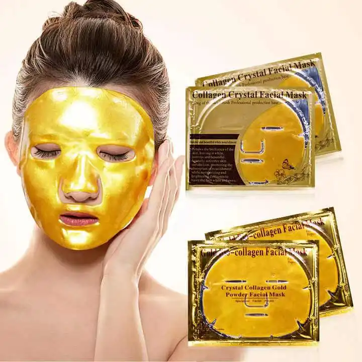 Maschera facciale idratante in oro 24 carati all'ingrosso foglio di bellezza maschera viso schiarente Anti-età idrogel completa