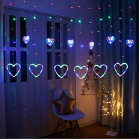 Guirlande de rideaux lumineux à LED en forme de cœur pour l'extérieur, bon marché, guirlande décorative d'amour pour mariage, noël, éclairage mural de vacances