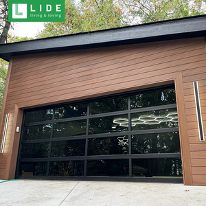 <span class=keywords><strong>Porte</strong></span> de <span class=keywords><strong>garage</strong></span> en aluminium moderne pour <span class=keywords><strong>maison</strong></span> résidentielle, simple ou double, en verre noir - Product Image 1