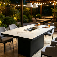 Table de barbecue moderne personnalisable Jilu Factory, table de barbecue commerciale sans fumée auto-purifiante avec échappement inférieur pour les chaînes de restaurants de barbecue