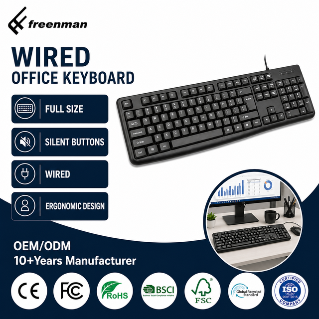 Best Selling  Full Size 104 Keys Office Laptop Computer Wired Keyboard  PC Computer Keyboard