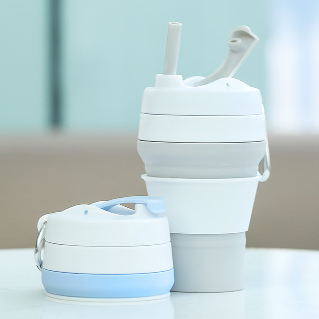 Custom Traveling Cup 350ML Mug Portable Reusable Silicon Folding Collapsible Silicone Travel Coffee Cups