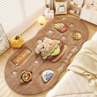 Tapis ovale doux et rembourré en imitation cachemire à motifs d'animaux de dessin animé mignons pour la maison et la chambre à coucher Printemps 2026