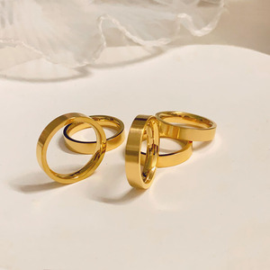 18K PVD Gold Plated Stainless Steel <b>Plain</b> Band <b>Ring</b> for Women | Minimalist Design | Waterproof, Hypoallergenic & Non-Fading - Product Image 1