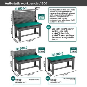 Nouvelle table <span class=keywords><strong>de</strong></span> travail moderne en acier laminé à froid, électrostatique et antistatique, robuste, pour atelier, réparation, assemblage, installation et laboratoire - Product Image 2