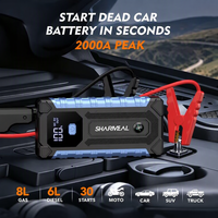 SHARMEAL Démarreur de Voiture Portable 12V 6400mAh avec Batterie au Lithium et Power Bank 2000A