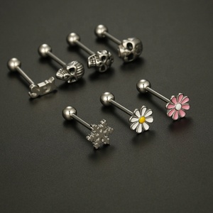 Gaby 14G Full Stainless Steel Tongue Barbell Body <span class=keywords><strong>Piercing</strong></span> Jewelry Heart Bunny Cat Skull Flower Design Wedding Gift Mind - Product Image 2