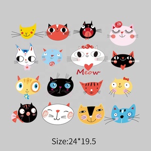 Plastisol Cat Parches de calcomanía de transferencia de calor con serigrafía personalizada de moda para camiseta - Product Image 3
