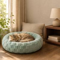 SUREWALHOME Lit rond pliable moderne en sherpa pour chien et chat, apaisant et lavable, pour petits animaux