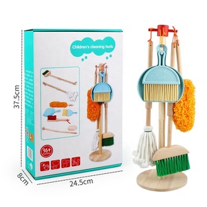 Juego de Limpieza de Casa de Muñecas de Madera, Combinación de <span class=keywords><strong>Escoba</strong></span> y Trapeador, Juegos para Niños y Niñas, Juguetes de Madera para la Coordinación Mano-Ojo de los Niños - Product Image 4