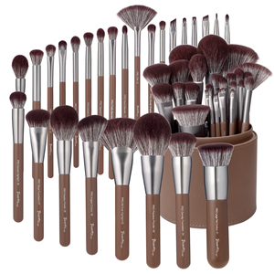 Daily Queen & Mor-phe 26 pièces Pinceaux de maquillage en bois brun à poils nano, doux et luxueux, pour poudre, marque privée - Product Image 6
