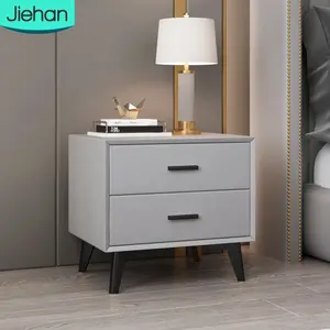 2021 bedroom furniture wooden classic 2 drawer dark grey and navy blue nightstand