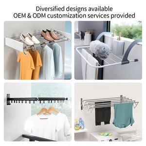 Séchoir <span class=keywords><strong>à</strong></span> <span class=keywords><strong>linge</strong></span> mural pliable et rétractable en aluminium réglable pour balcon - Product Image 4