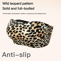 Soutien-gorge bandeau imprimé léopard pour femme, style Europe et Amérique, antidérapant, maintien optimal, dos élégant, idéal pour le quotidien et les soirées.