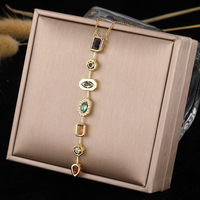 Kalung Wanita Mewah dari Baja Anti Karat dengan Liontin Berumbai Unik, Perhiasan Berlapis Emas Trendy dengan Batu Zirkon yang Serasi Warna