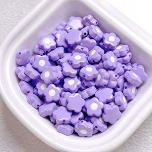 Pintura fresca y Linda gota de aceite flor cuentas Diy teléfono móvil cadena Material accesorios acrílico cuentas sueltas flores de colores - Product Image 4