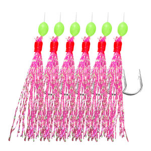 Sabiki Lure Hook Rigs per attrezzatura da <span class=keywords><strong>pesca</strong></span> <span class=keywords><strong>pesca</strong></span> <span class=keywords><strong>in</strong></span> <span class=keywords><strong>mare</strong></span> <span class=keywords><strong>in</strong></span> acqua salata Sabiki Lures esche per la pelle di pesce con perline luminose Sabiki Rigs - Product Image 1
