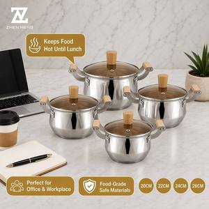 Conjunto de Utensílios de Cozinha em Aço Inoxidável de Grau Alimentício Zhenneng 4 Peças 20cm 22cm 24cm 26cm Suprimentos Profissionais de Cozinha para Uso Externo e Doméstico - Product Image 3