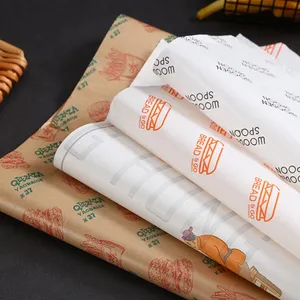 Disposable Fast Food Paper Packaging Burger wax paper food wrapping Hamburger Tissue Ink Printing Logo Safe Non Toxic Wax paper