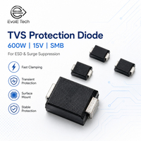 Diode de protection TVS isolée à l'époxy noir, série EVOL-153, 600W 15V, montage en surface SMB, pour la suppression des surtensions ESD, usage consommateur