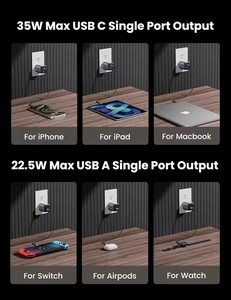 Chargeur rapide USB-C UGREEN <span class=keywords><strong>35W</strong></span> Nexode 2 ports GaN pliable PPS compact, adaptateur secteur mural rapide pour iPhone 17 15 Pro - Product Image 5