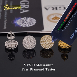 <span class=keywords><strong>Orecchini</strong></span> a Perno in Moissanite 10mm 11mm, Placcati in <span class=keywords><strong>Oro</strong></span> <span class=keywords><strong>Vero</strong></span>, Stile Hip Hop, Argento 925, Disponibili in Magazzino Locale Americano - Product Image 2