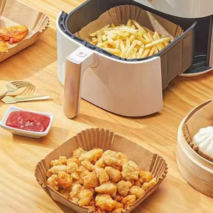 Plaque de cuisson en silicone pour friteuse à air avec plateau en papier absorbant carré jetable, tailles 16CM/20CM, compatible four, couleur et logo personnalisables pour barbecue et cuisson - Product Image 4