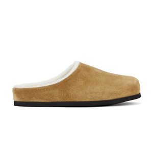 Factory Wholesale Unisex Warm Fuzzy Fur <strong>Lined</strong> Suede <strong>Clogs</strong> Closed Toe Winter Mule Slippers - Product Image 1