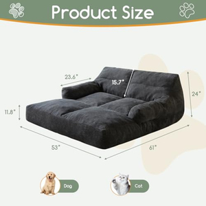 Canapé de sol confortable pour familles <span class=keywords><strong>d</strong></span>'animaux, grand lit pour chien en tissu côtelé pour humains avec mousse de soutien - Product Image 6