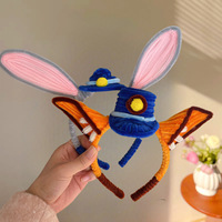 Pince à cheveux en peluche Nick Lapin Policier Zootopia, fait main, nouveau style, serre-tête unisexe avec oreilles de lapin, accessoire de tête pour parc d'attractions