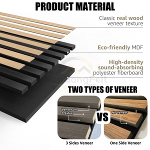 Panneaux insonorisants en bois populaires Akupanel Panneaux muraux acoustiques en bois Placage de bois MDF Panneau acoustique à lattes pour la décoration intérieure - Product Image 2