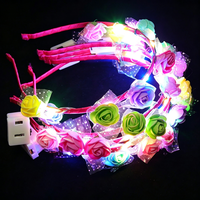 Couronne de fleurs LED multicolores premium, serre-tête lumineux, guirlande florale, coiffe lumineuse pour concert, soirée, festival