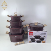 Nouveauté 2025 – Batterie de cuisine antiadhésive en gros, 10 pièces, ensemble de casseroles et poêles en granit, compatible induction, sans PFOA, poêles à frire et faitouts en fonte