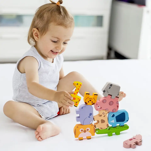 Giochi di Equilibrio con Animali per la Coordinazione Occhio-Mano e l'Educazione Precoce, Blocchi di Costruzione in Legno per Impilare e Costruire Edifici Alti - Product Image 2