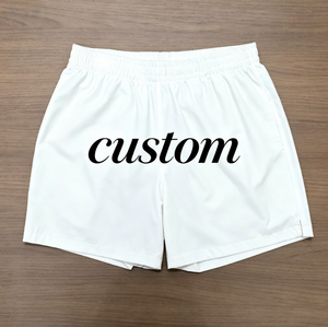 Shorts en polyester blanc pour homme, taille élastique, imprimé lettres sur le devant, décontracté, sport, respirant, mi-longueur - Product Image 2