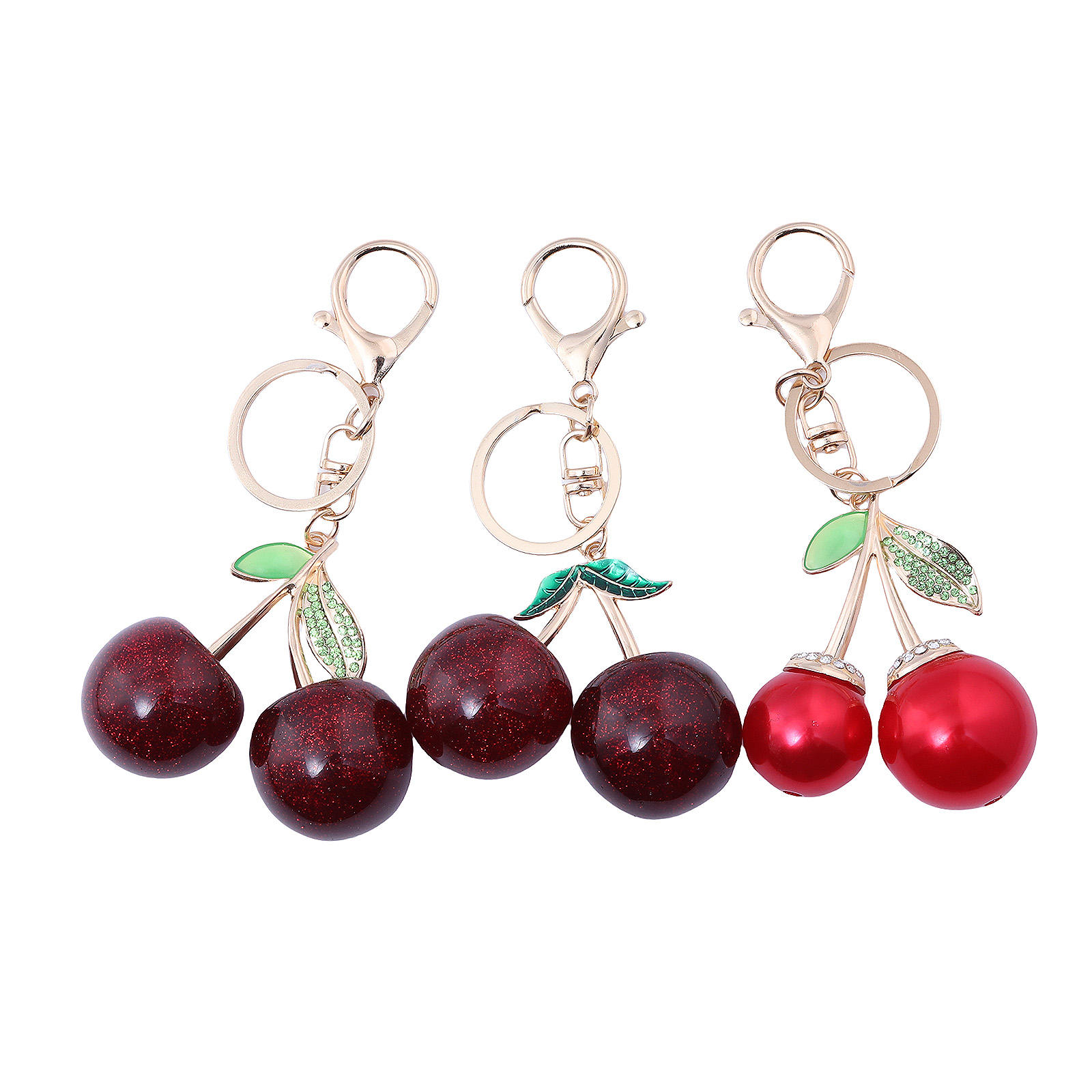 3D Crafts Crystal Cherry Pendant Ornaments Car Keyring Creative Cherry Charms Ha - Foto 6