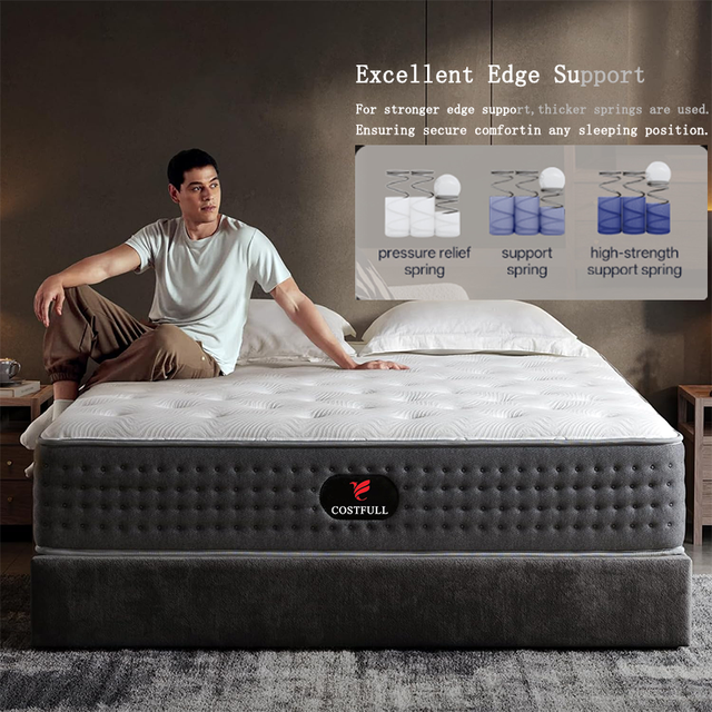COSTFULL Luxury 10-Inch Queen Size Hybrid Pocket Coil Spring System Cooling Memory Foam Compression Mattress School Hospital