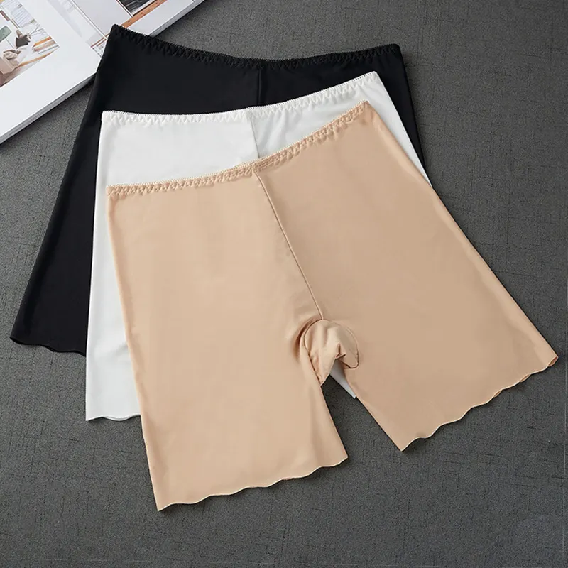 Hot-selling Summer Ice Silk Plus Size Anti-glare Breathable Underwear Seamless Safety Pants Thin Women Boxer Boyshort